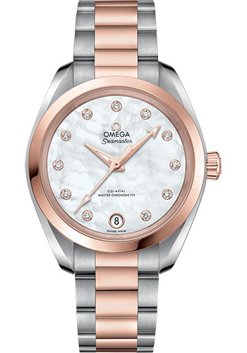 Omega Watches - Seamaster Aqua Terra 150M Co-Axial Master 34 mm - Steel And Sedna Gold - Style No: 220.20.34.20.55.001