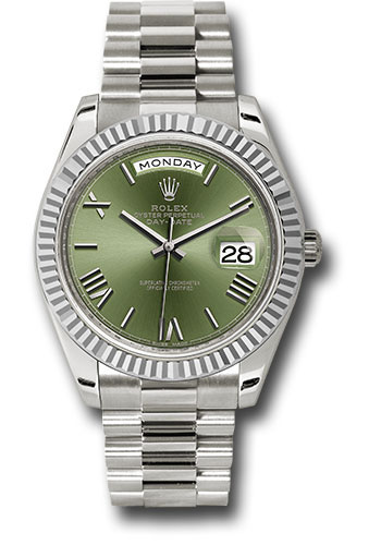 rolex day date 40 white gold green dial