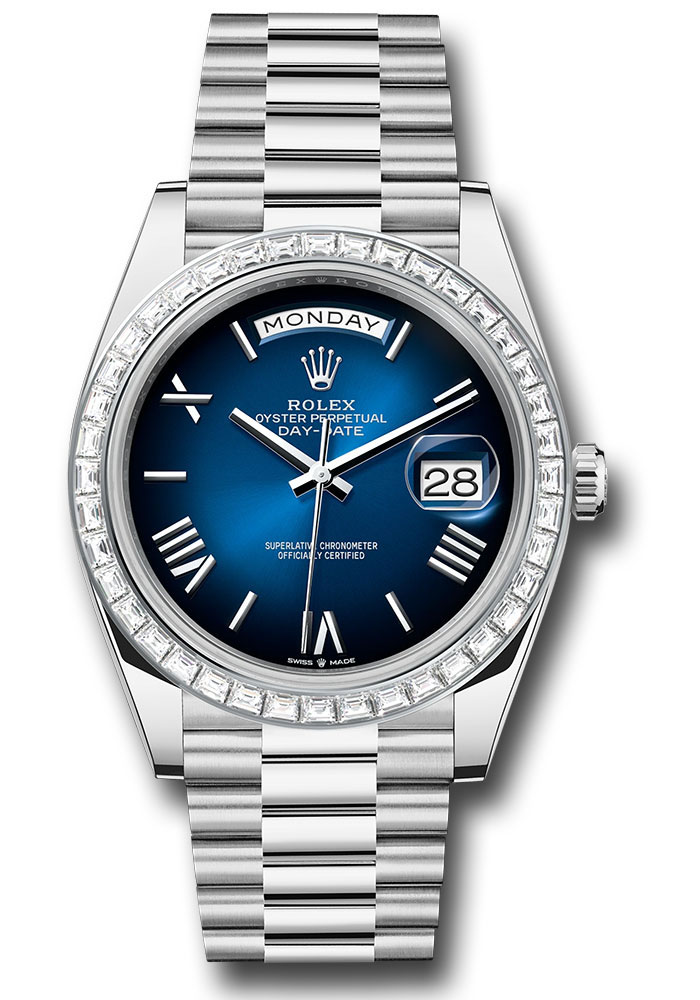 Rolex Watches - Day-Date 40 Platinum - Baguette Diamond Bezel - Style No: 228396tbr blobdrp