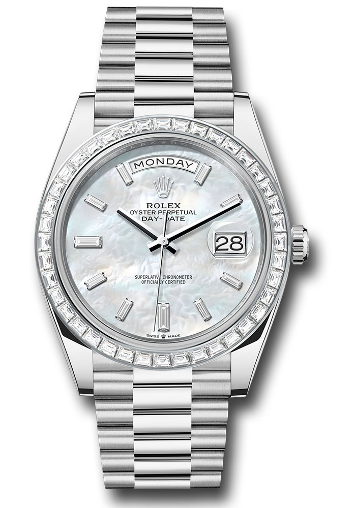 Rolex Watches - Day-Date 40 Platinum - Baguette Diamond Bezel - Style No: 228396tbr mbdp