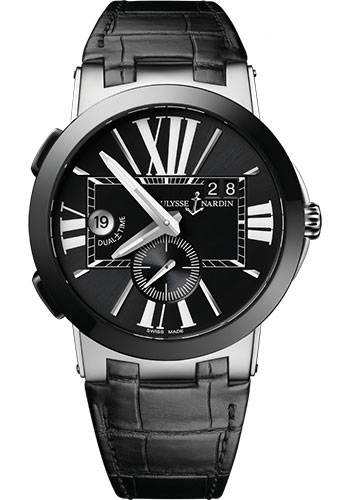 Ulysse Nardin Watches - Executive Dual Time Stainless Steel - Ceramic Bezel - Leather Strap - Style No: 243-00/42