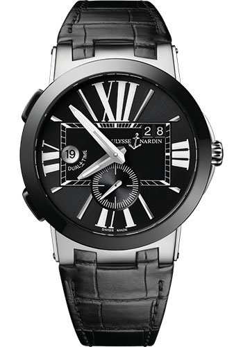 Ulysse Nardin Executive Dual Time SS Ceramic Bez Leath Watches