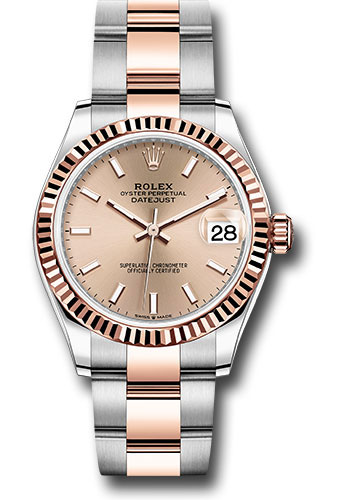 Rolex Watches - Datejust 31 Steel and Everose Gold - Fluted Bezel - Oyster - Style No: 278271 roio