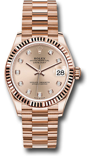 Rolex Watches - Datejust 31 Everose Gold - Fluted Bezel - President - Style No: 278275 rsdp