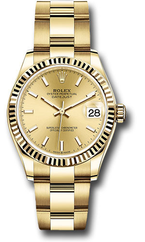 Rolex Datejust 31 Yellow Gold - Fluted Bezel - Oyster Watches