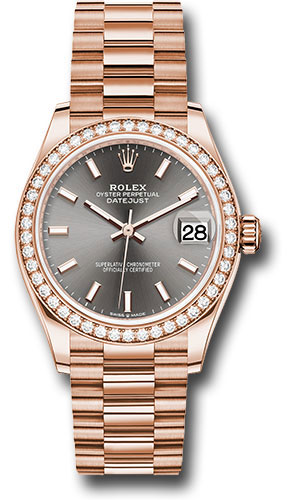 Rolex Watches - Datejust 31 Everose Gold - 46 Dia Bezel - President - Style No: 278285RBR dkrhip