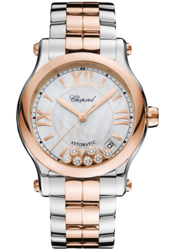 Chopard Watches - Happy Sport Round - 36mm - Steel and Rose Gold - Style No: 278559-6009