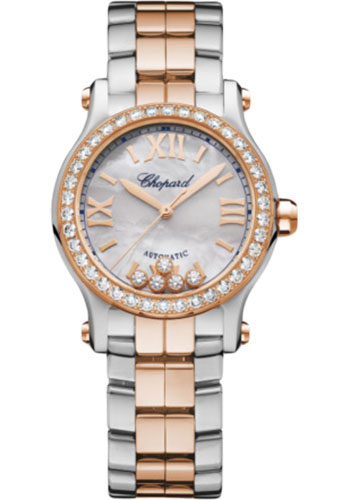 Chopard Watches - Happy Sport Round - 30mm - Steel and Rose Gold - Style No: 278573-6021