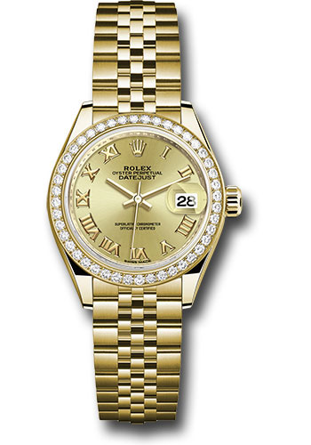 Rolex Watches - Datejust Lady 28 Yellow Gold - Diamond Bezel - Jubilee Bracelet - Style No: 279138RBR chrj