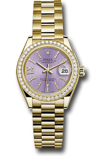 Rolex Watches - Datejust Lady 28 Yellow Gold - Diamond Bezel - President Bracelet - Style No: 279138RBR lils36dix8dp