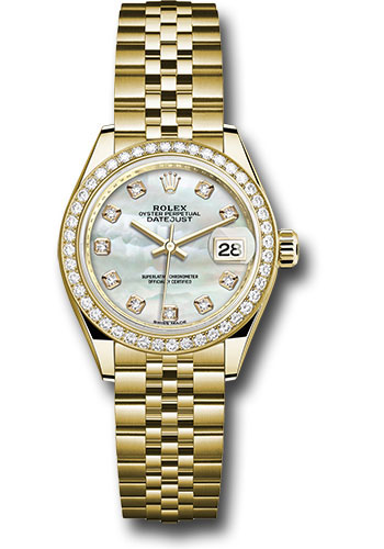 Rolex Watches - Datejust Lady 28 Yellow Gold - Diamond Bezel - Jubilee Bracelet - Style No: 279138RBR mdj