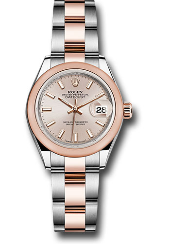 Rolex Watches - Datejust Lady 28 Steel and Everose Gold - Domed Bezel - Oyster - Style No: 279161 suio