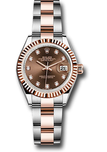 Rolex Watches - Datejust Lady 28 Steel and Everose Gold - Fluted Bezel - Oyster - Style No: 279171 chodo