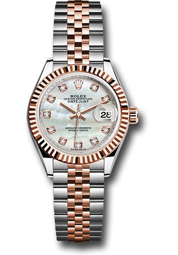 Rolex Watches - Datejust Lady 28 Steel and Everose Gold - Fluted Bezel - Jubilee - Style No: 279171 mdj