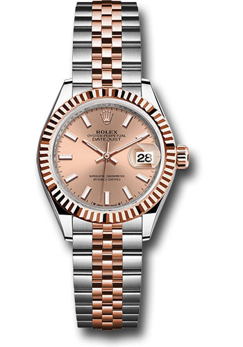 Rolex Watches - Datejust Lady 28 Steel and Everose Gold - Fluted Bezel - Jubilee - Style No: 279171 rsij