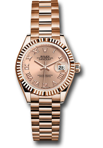 Rolex Watches - Datejust Lady 28 Everose Gold - Fluted Bezel - President Bracelet - Style No: 279175 rsrp