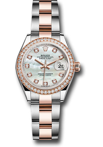 Rolex Watches - Datejust Lady 28 Steel and Everose Gold - Diamond Bezel - Oyster - Style No: 279381RBR mdo