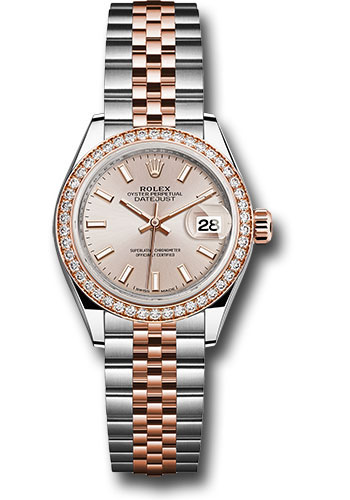 Rolex Watches - Datejust Lady 28 Steel and Everose Gold - Diamond Bezel - Jubilee - Style No: 279381RBR suij