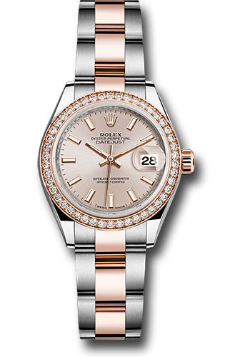 Rolex Watches - Datejust Lady 28 Steel and Everose Gold - Diamond Bezel - Oyster - Style No: 279381RBR suio