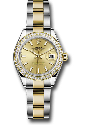 Rolex Watches - Datejust Lady 28 Steel and Yellow Gold - Diamond Bezel - Oyster - Style No: 279383RBR chio