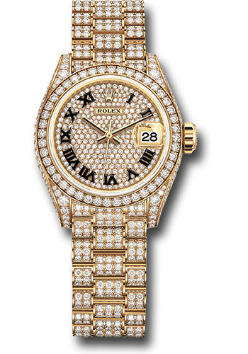 Rolex Watches - Datejust Lady 28 Yellow Gold - Diamond Bezel - President Bracelet - Style No: 279458rbr dprdp