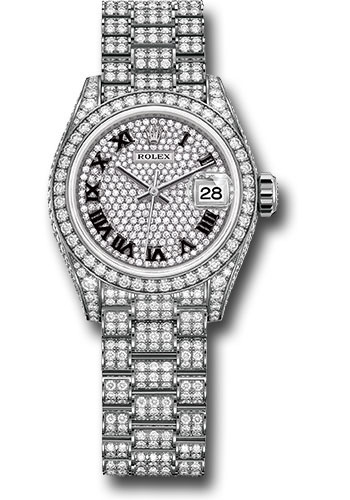 Rolex Watches - Datejust Lady 28 White Gold - Diamond Bezel - President Bracelet - Style No: 279459rbr dprdp