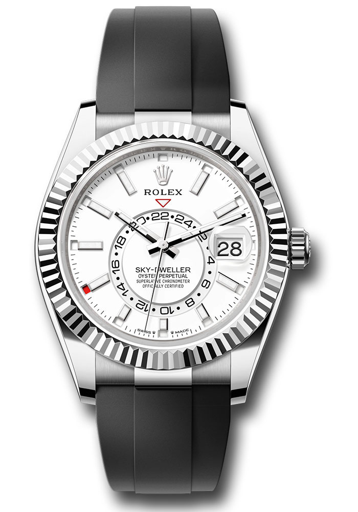 Rolex 336239 wiof Sky Dweller White Gold Oysterflex Strap