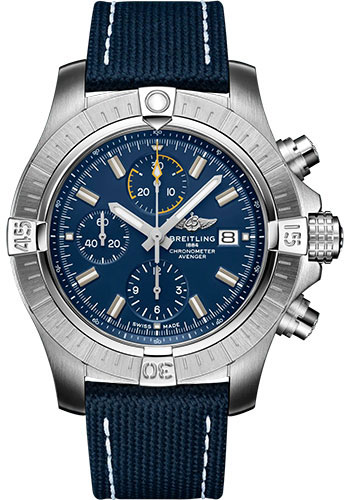 Breitling Watches - Avenger Chronograph 45 Stainless Steel - Leather Strap - Tang Buckle - Style No: A13317101C1X1