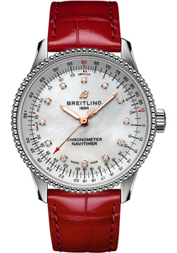 Breitling Watches - Navitimer Automatic 35mm - Stainless Steel - Croco Strap - Folding Buckle - Style No: A17395211A1P6