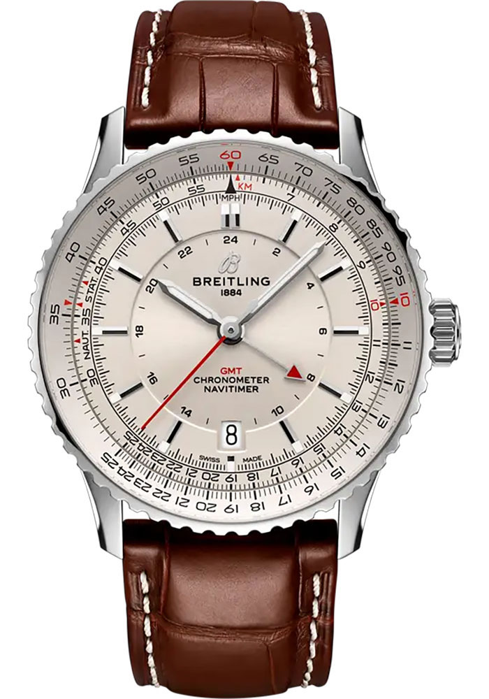 Breitling Watches - Navitimer Automatic GMT Stainless Steel - Leather Strap - Folding Buckle - Style No: A32310211G1P1