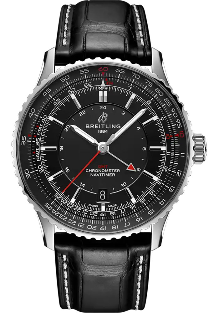 Breitling Watches - Navitimer Automatic GMT Stainless Steel - Leather Strap - Folding Buckle - Style No: A32310251B1P1