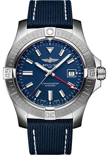 Breitling Watches - Avenger Automatic GMT 45 Stainless Steel - Leather Strap - Folding Buckle - Style No: A32395101C1X2