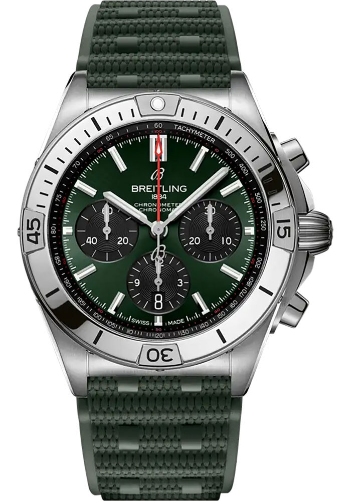 Breitling Watches - Chronomat B01 42 Stainless Steel - Rubber Strap - Folding Buckle - Style No: AB0134101L2S1