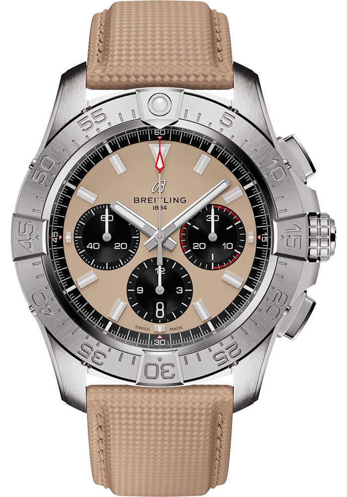 Breitling Watches - Avenger B01 Chronograph 44 Stainless Steel - Leather Strap - Folding Buckle - Style No: AB0147101A1X1