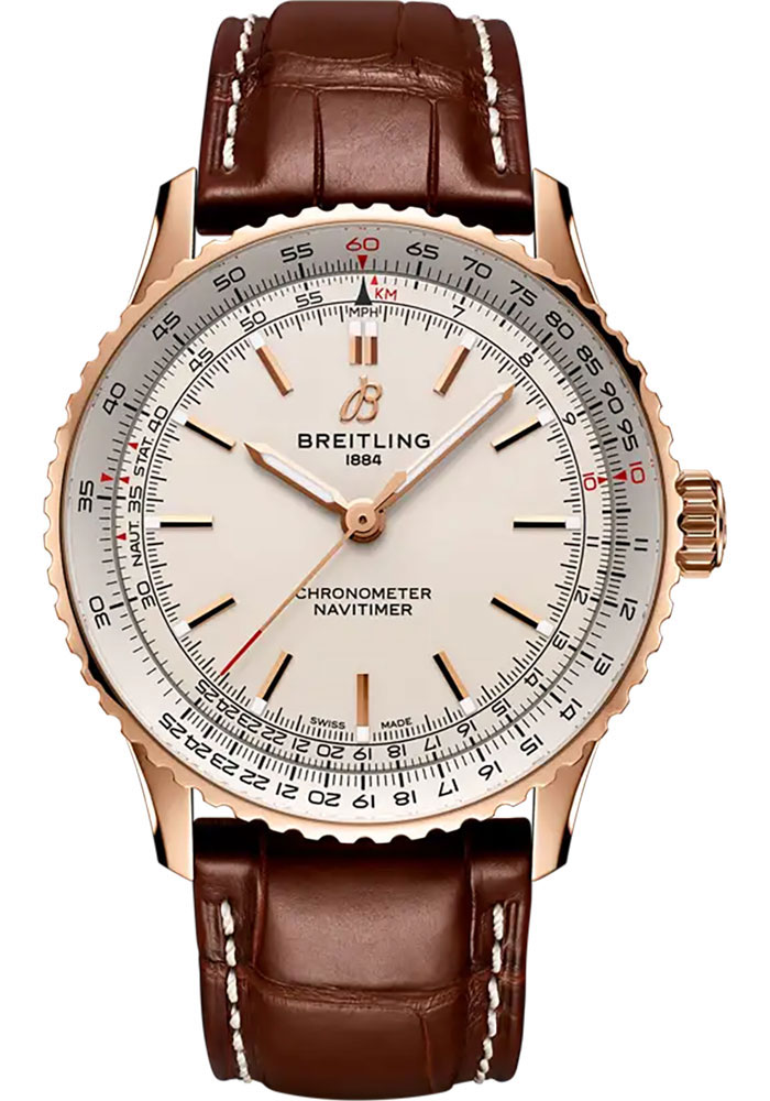 Breitling Watches - Navitimer Automatic 41mm - 18K Red Gold - Croco Strap - Tang - Style No: R17329F41G1P1