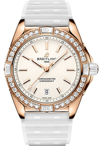 Breitling Watches - Super Chronomat Automatic 38 Small Scale Traceable Gold - Rubber Strap - Tang Buckle - Style No: R17356531G1S1