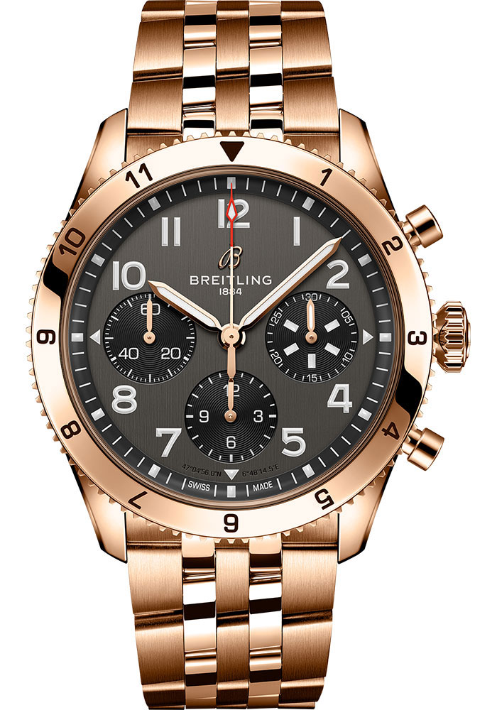 Breitling Watches - Classic AVI Chronograph 42 Red Gold - Metal Bracelet - Style No: R233801A1B1R1