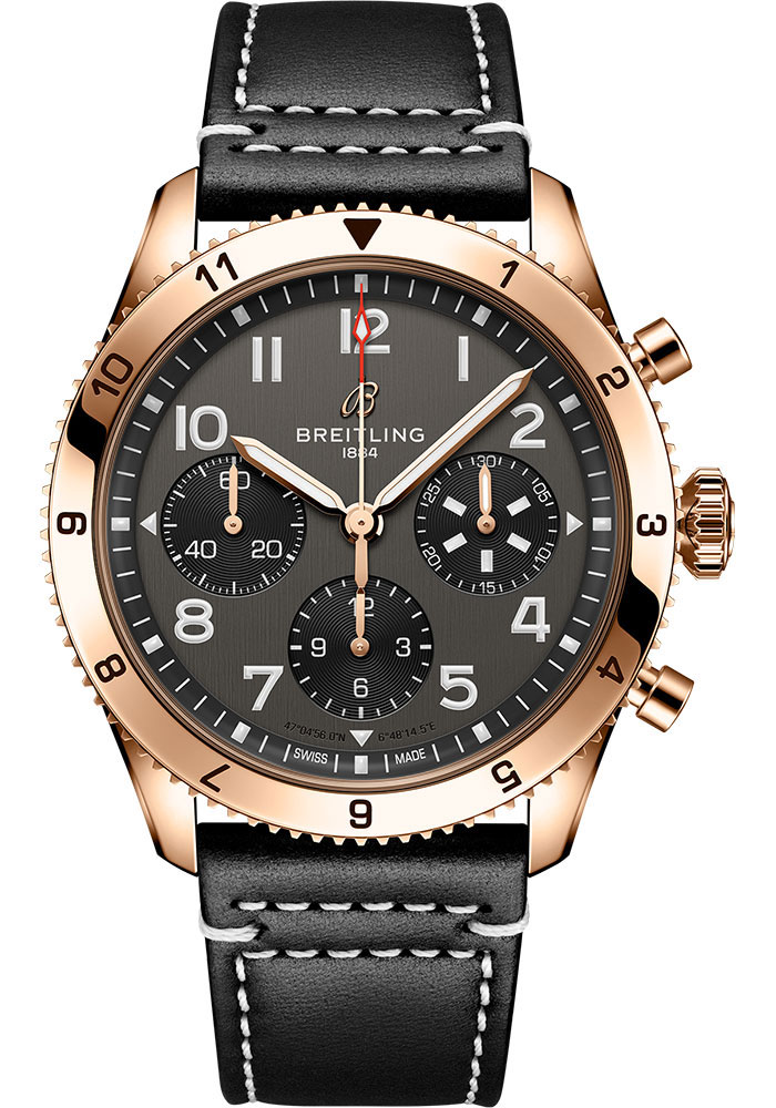 Breitling Watches - Classic AVI Chronograph 42 Red Gold - Leather Strap - Folding Buckle - Style No: R233801A1B1X1