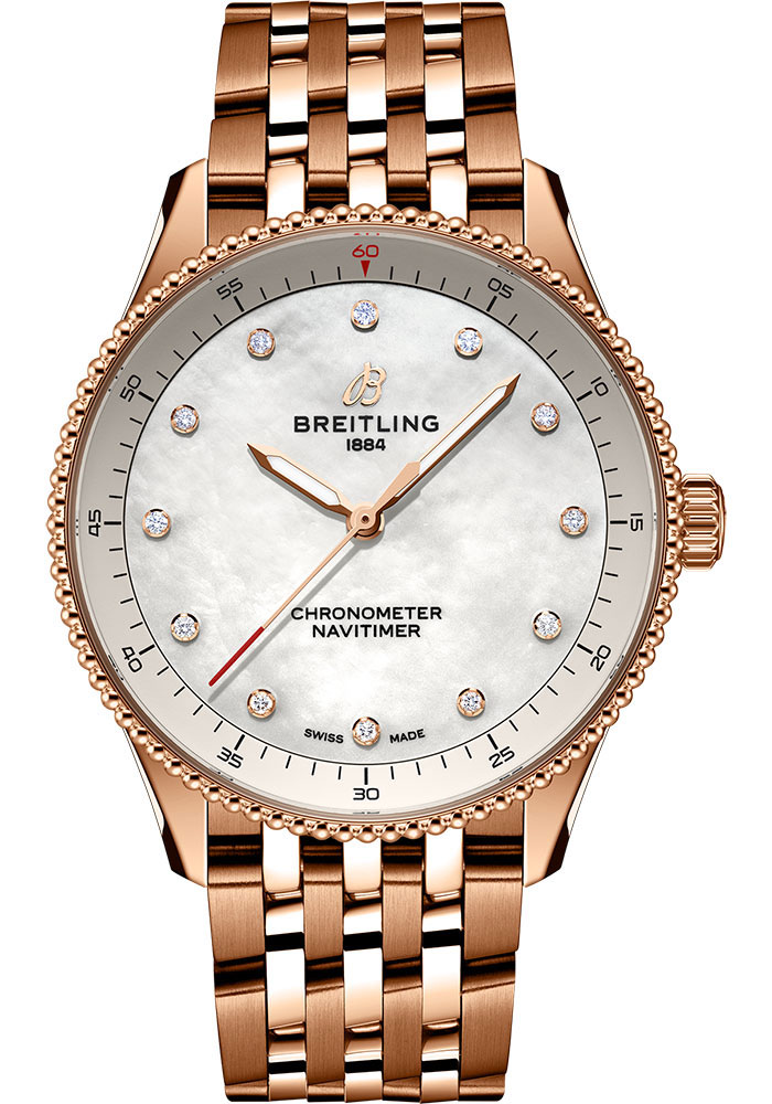Breitling Watches - Navitimer Small Scale Traceable Red Gold - Metal Bracelet - Style No: R77320E61A1R1