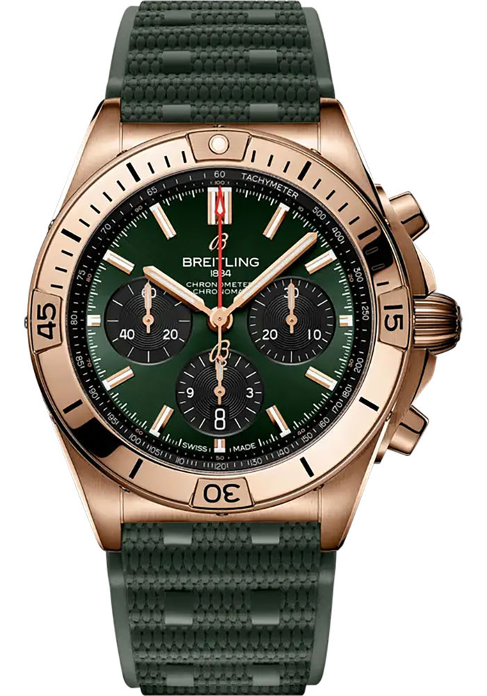 Breitling Watches - Chronomat B01 42 Red Gold - Rubber Strap - Folding Buckle - Style No: RB0134101L1S1