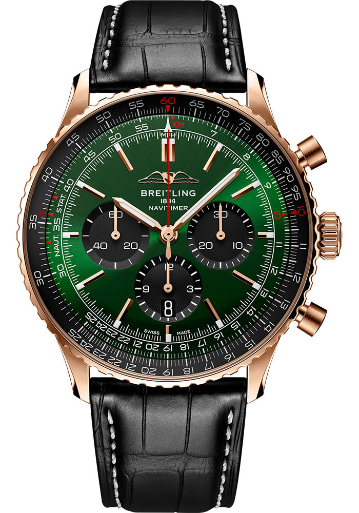Breitling Watches - Navitimer B01 Chronograph 46mm - 18K Red Gold - Leather Strap - Style No: RB0137241L1P1