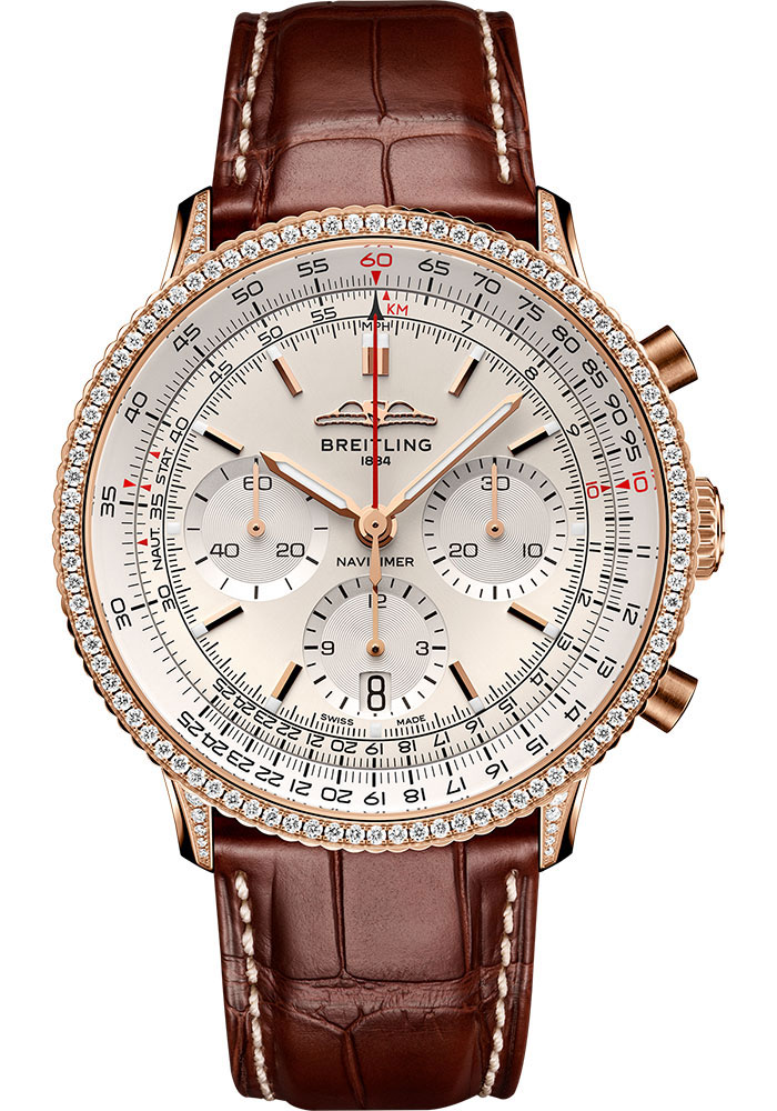 Breitling Watches - Navitimer B01 Chronograph 41mm - 18K Red Gold - Leather Strap - Style No: RB0139631G1P1