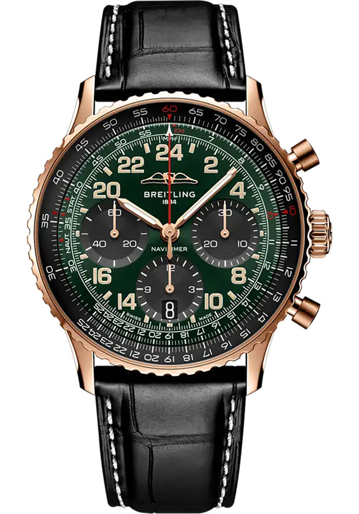 Breitling Watches - Navitimer B12 Chronograph Red Gold - Leather Strap - Folding Buckle - Style No: RB12302A1L1P1