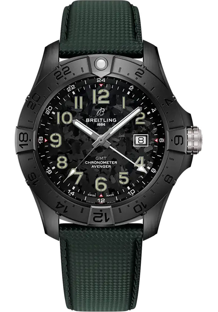 Breitling Watches - Avenger Automatic GMT 44 Ceramic - Leather Strap - Folding Buckle - Style No: S32320101B1X1