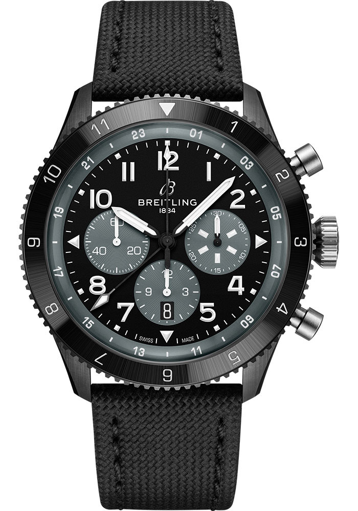 Breitling Watches - Super AVI B04 Chronograph GMT 46 Ceramic - Leather Strap - Folding Buckle - Style No: SB04451A1B1X1