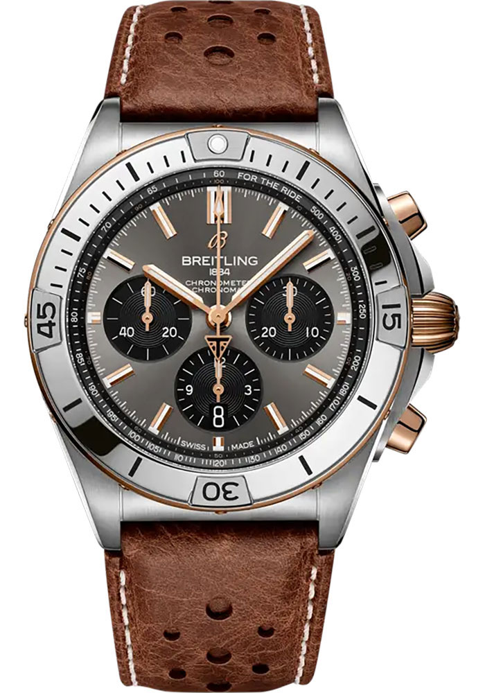 Breitling Watches - Chronomat B01 42 Titanium And Red Gold - Leather Strap - Folding Buckle - Style No: TB0134101M1X1