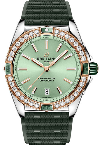 Breitling Watches - Super Chronomat Automatic 38 Steel and Red Gold - Rubber Strap - Folding Buckle - Style No: U17356531L1S1