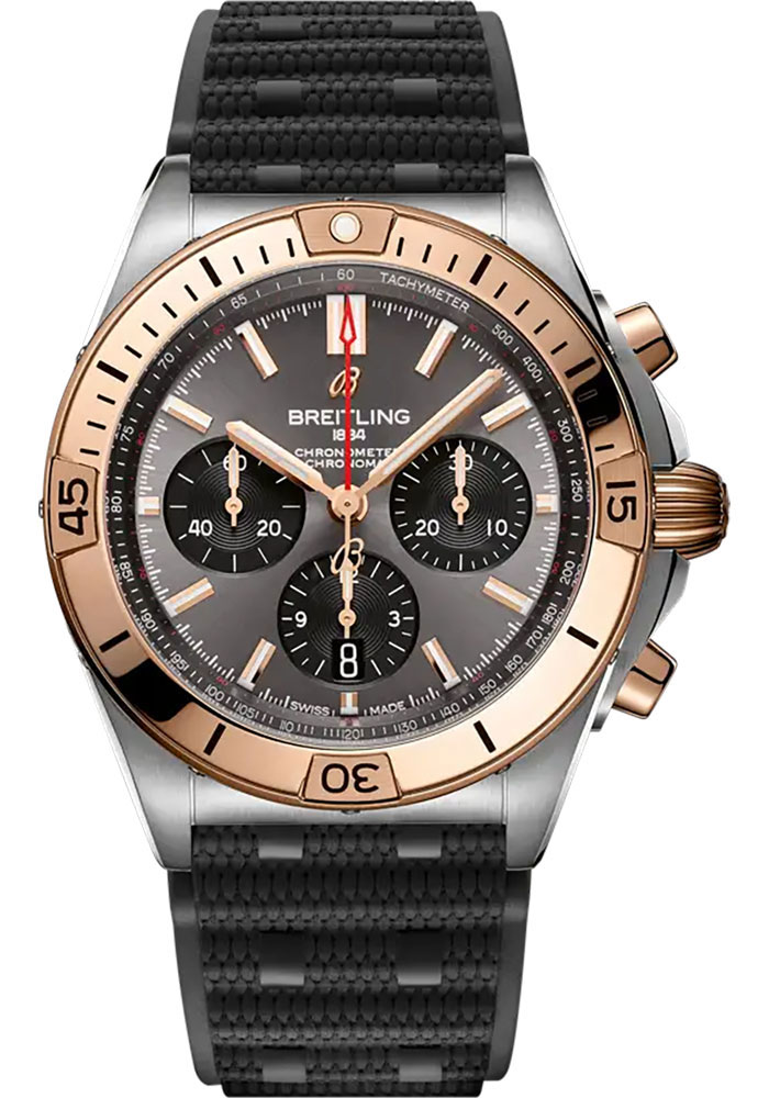 Breitling Watches - Chronomat B01 42 Steel and Red Gold - Rubber Strap - Folding Buckle - Style No: UB0134101B1S1