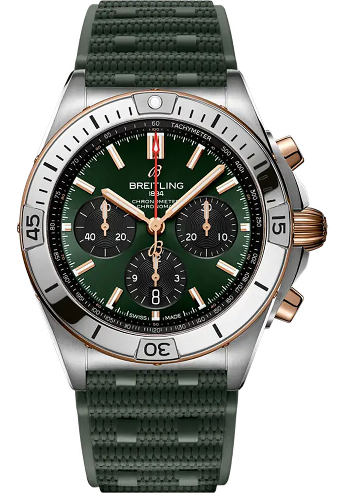 Breitling Watches - Chronomat B01 42 Steel and Red Gold - Rubber Strap - Folding Buckle - Style No: UB0134131L1S1