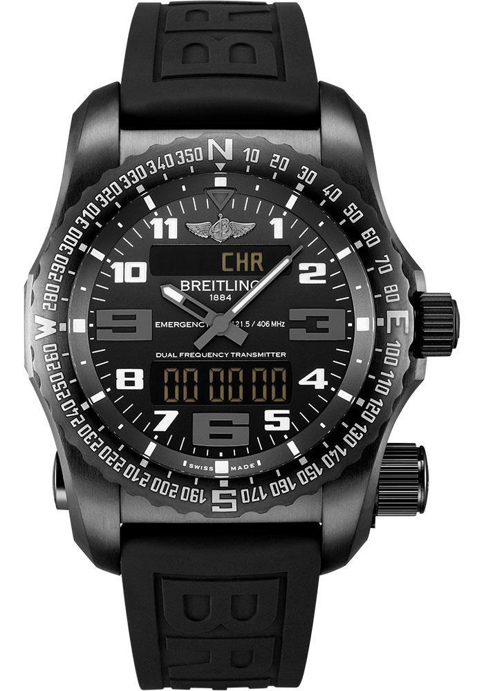 Breitling Watches - Emergency Black Titanium - Rubber Strap - Folding Buckle - Style No: V76325221B1S1